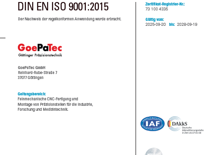 Systemlieferant DIN EN ISO 9001:2015